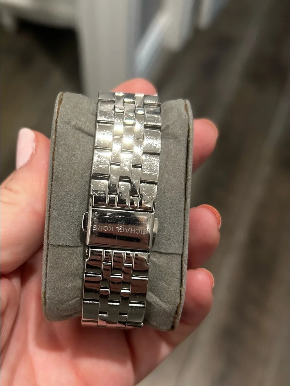 Michael Kors Silver and White Mother-of-Pearl Chronograph Watch